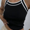 Sculpted Knit Sleeveless Patchwork Crop Top