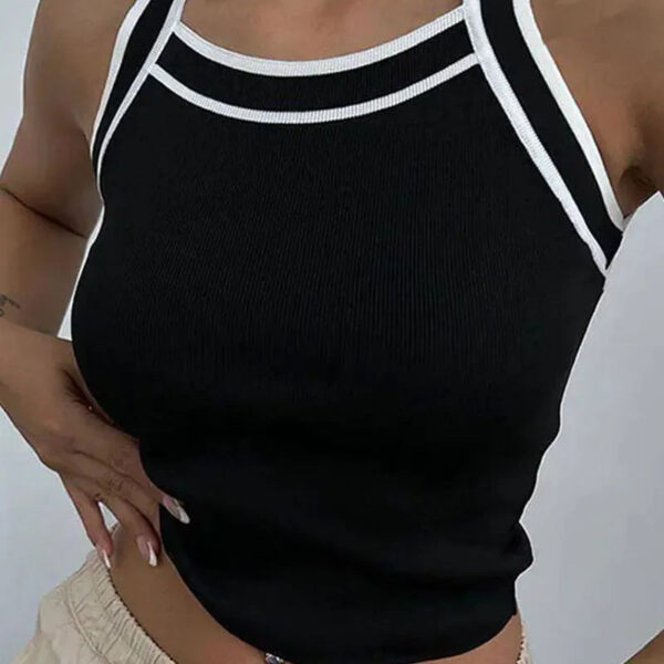 Sculpted Knit Sleeveless Patchwork Crop Top