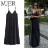 Slip Maxi Dress with Draped Backless Design Slip Maxi Dress with Draped Backless Design
