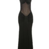 Halter Mesh Patchwork Maxi Dress with Ribbon Detail Halter Mesh Patchwork Maxi Dress with Ribbon Detail