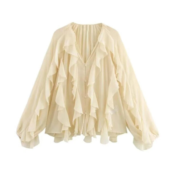 Ethereal Ruffle Semi-Sheer Chiffon Blouse Ethereal Ruffle Semi-Sheer Chiffon Blouse