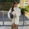 Long Faux Fur Straight Blazer Coat Long Faux Fur Straight Blazer Coat