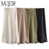 Midnight Grace High-Waist Satin Midi Skirt Midnight Grace High-Waist Satin Midi Skirt