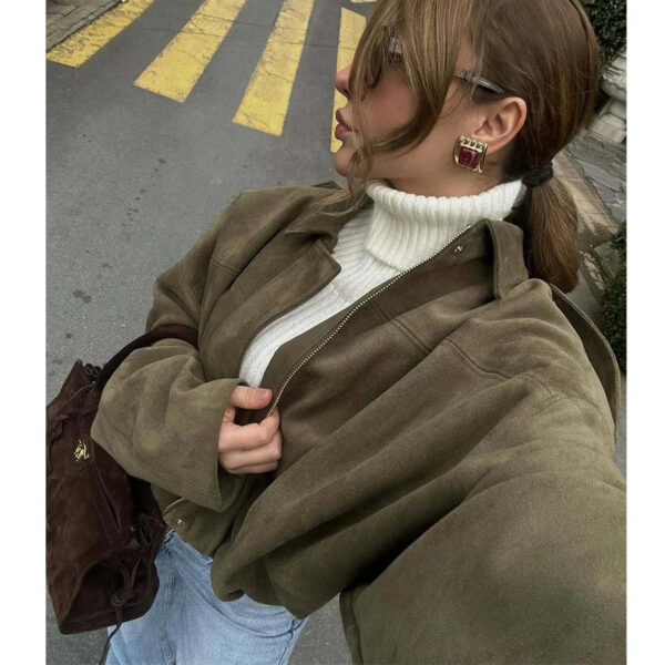 Chic Suede Oversized Bomber Jacket Chic Suede Oversized Bomber Jacket