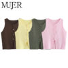 Knit Buttoned Cropped Vest