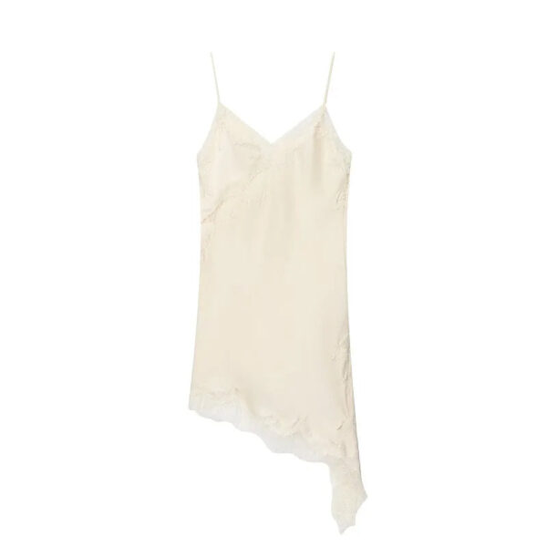 Lace Slip Mini Dress with Satin Backless Detail Lace Slip Mini Dress with Satin Backless Detail