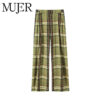 Plaid Wide Leg Mid-Waist Pants Plaid Wide Leg Mid-Waist Pants