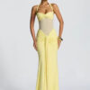 Halter Mesh Patchwork Maxi Dress with Ribbon Detail Halter Mesh Patchwork Maxi Dress with Ribbon Detail