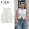Knit Button Crop Top with Streetwear Edge Knit Button Crop Top with Streetwear Edge