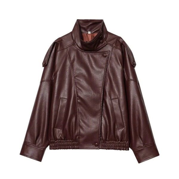 Faux Leather Oversized Bomber Jacket