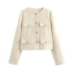Cropped Tweed Button Jacket with Lined Interior Cropped Tweed Button Jacket with Lined Interior
