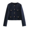 Cropped Tweed Button Jacket with Lined Interior Cropped Tweed Button Jacket with Lined Interior