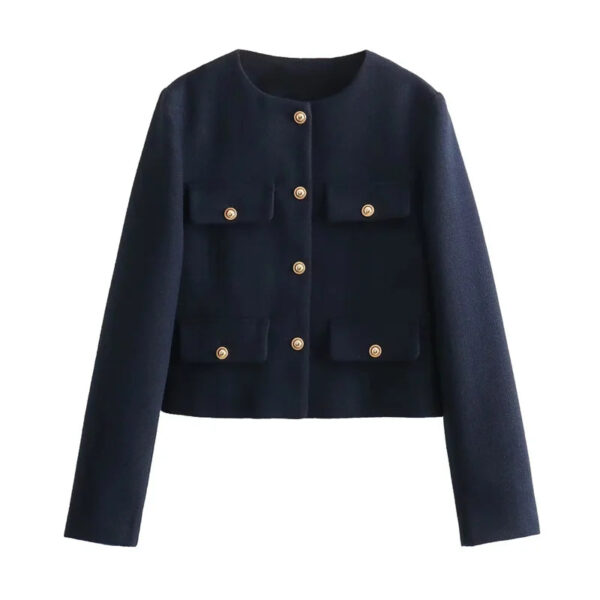 Cropped Tweed Button Jacket with Lined Interior Cropped Tweed Button Jacket with Lined Interior
