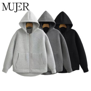 Oversized Zip-Up Hooded Sweatshirt – Long Sleeve Autumn Jacket Oversized Zip-Up Hooded Sweatshirt – Long Sleeve Autumn Jacket
