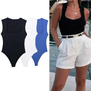 Square Neck Sleeveless Bodycon Bodysuit