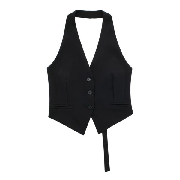 Off-Shoulder Cropped Vest with V-Neck – Sleeveless Tailored Waistcoat Off-Shoulder Cropped Vest with V-Neck – Sleeveless Tailored Waistcoat