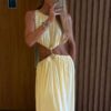 Elegant Metal Patchwork Sleeveless Maxi Dress Elegant Metal Patchwork Sleeveless Maxi Dress