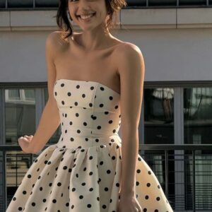 Polka Dot Chest Wrap Backless Mini Dress