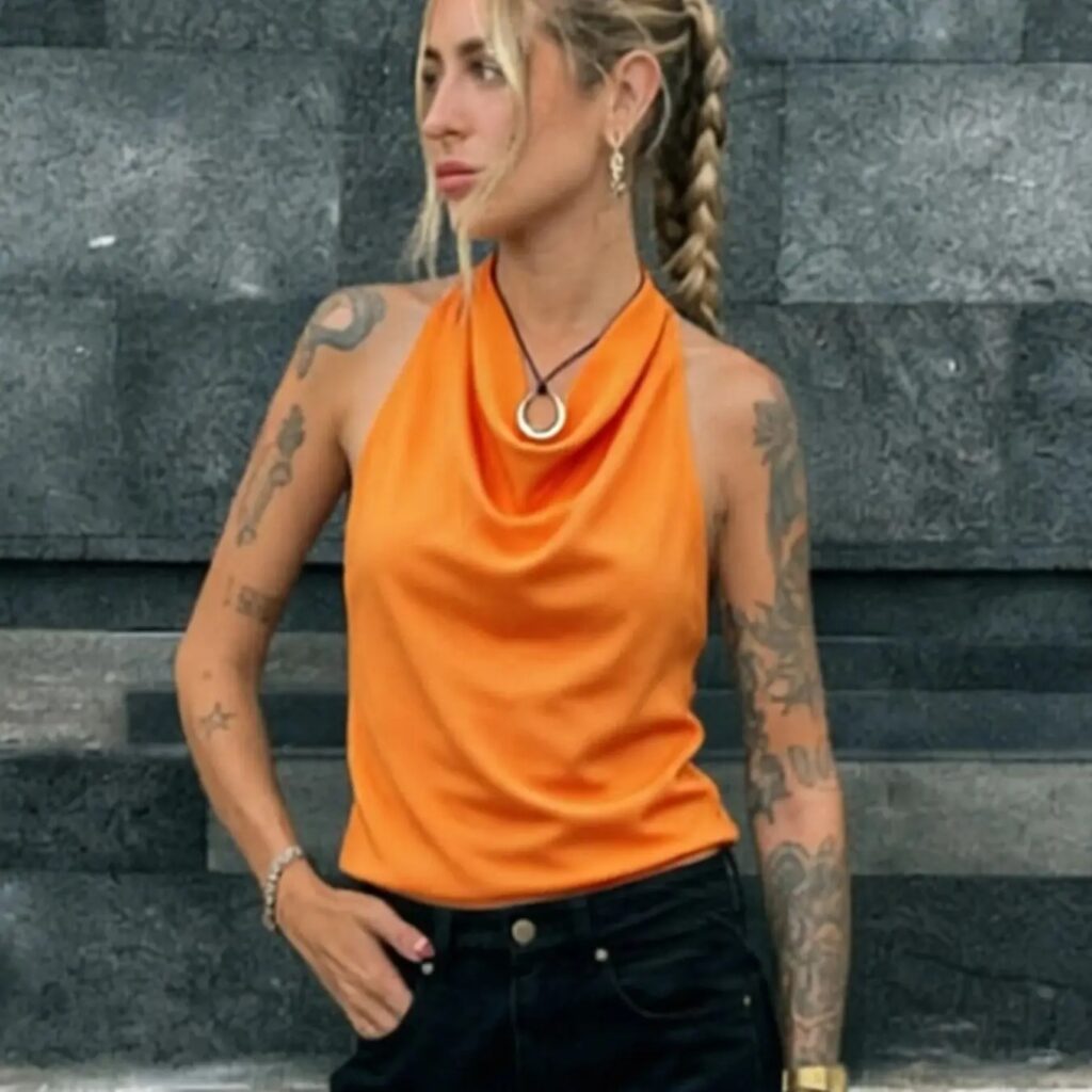 Satin Halter Backless Cami Top